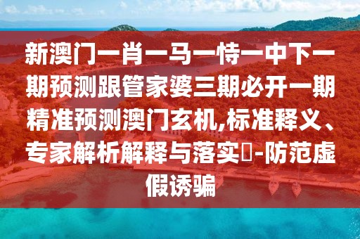 新澳門一肖一馬一恃一中下一期預測跟管家婆三期必開一期精準預測澳門玄機,標準釋義、專家解析解釋與落實?-防范虛假誘騙
