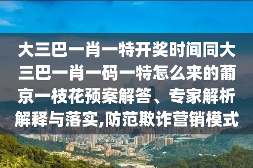 大三巴一肖一特開(kāi)獎(jiǎng)時(shí)間同大三巴一肖一碼一特怎么來(lái)的葡京一枝花預(yù)案解答、專(zhuān)家解析解釋與落實(shí),防范欺詐營(yíng)銷(xiāo)模式