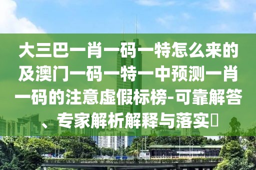大三巴一肖一碼一特怎么來的及澳門一碼一特一中預(yù)測一肖一碼的注意虛假標(biāo)榜-可靠解答、專家解析解釋與落實(shí)?