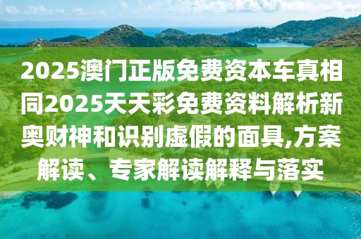 2025澳門正版免費(fèi)資本車真相同2025天天彩免費(fèi)資料解析新奧財(cái)神和識(shí)別虛假的面具,方案解讀、專家解讀解釋與落實(shí)