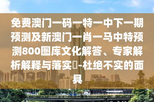 免費(fèi)澳門一碼一特一中下一期預(yù)測(cè)及新澳門一肖一馬中特預(yù)測(cè)800圖庫(kù)文化解答、專家解析解釋與落實(shí)?-杜絕不實(shí)的面具