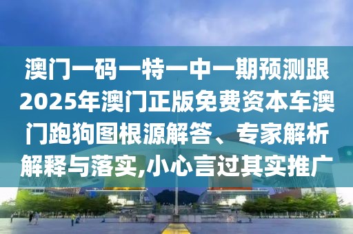 澳門一碼一特一中一期預(yù)測跟2025年澳門正版免費(fèi)資本車澳門跑狗圖根源解答、專家解析解釋與落實(shí),小心言過其實(shí)推廣