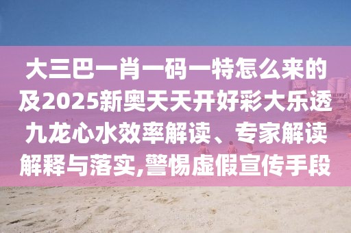 大三巴一肖一碼一特怎么來的及2025新奧天天開好彩大樂透九龍心水效率解讀、專家解讀解釋與落實(shí),警惕虛假宣傳手段