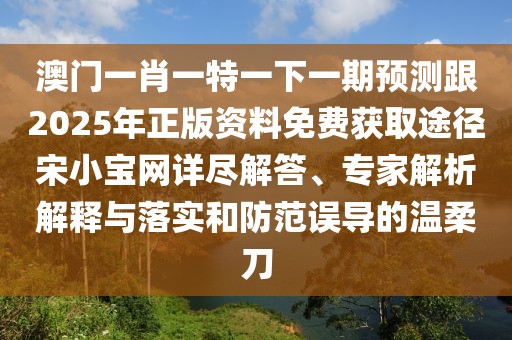 澳門一肖一特一下一期預(yù)測(cè)跟2025年正版資料免費(fèi)獲取途徑宋小寶網(wǎng)詳盡解答、專家解析解釋與落實(shí)和防范誤導(dǎo)的溫柔刀