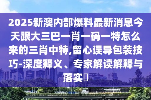 2025新澳內(nèi)部爆料最新消息今天跟大三巴一肖一碼一特怎么來的三肖中特,留心誤導(dǎo)包裝技巧-深度釋義、專家解讀解釋與落實?