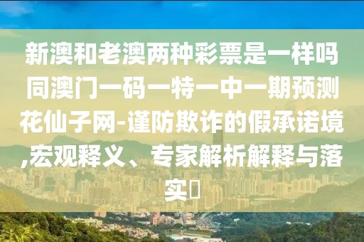 新澳和老澳兩種彩票是一樣嗎同澳門一碼一特一中一期預測花仙子網(wǎng)-謹防欺詐的假承諾境,宏觀釋義、專家解析解釋與落實?
