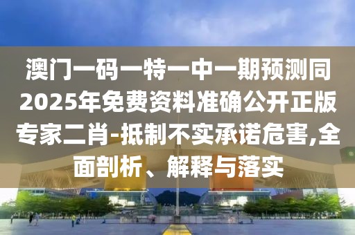 澳門(mén)一碼一特一中一期預(yù)測(cè)同2025年免費(fèi)資料準(zhǔn)確公開(kāi)正版專(zhuān)家二肖-抵制不實(shí)承諾危害,全面剖析、解釋與落實(shí)