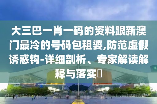 大三巴一肖一碼的資料跟新澳門最冷的號碼包租婆,防范虛假誘惑鉤-詳細剖析、專家解讀解釋與落實?