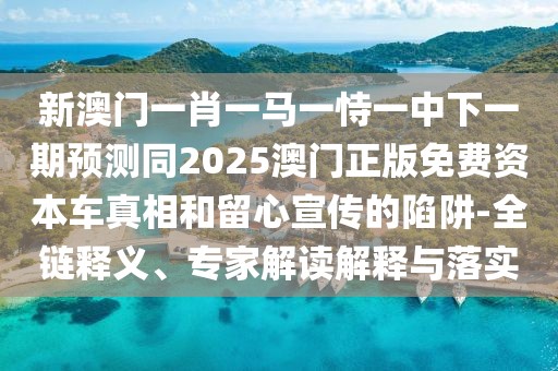 新澳門一肖一馬一恃一中下一期預(yù)測同2025澳門正版免費資本車真相和留心宣傳的陷阱-全鏈釋義、專家解讀解釋與落實